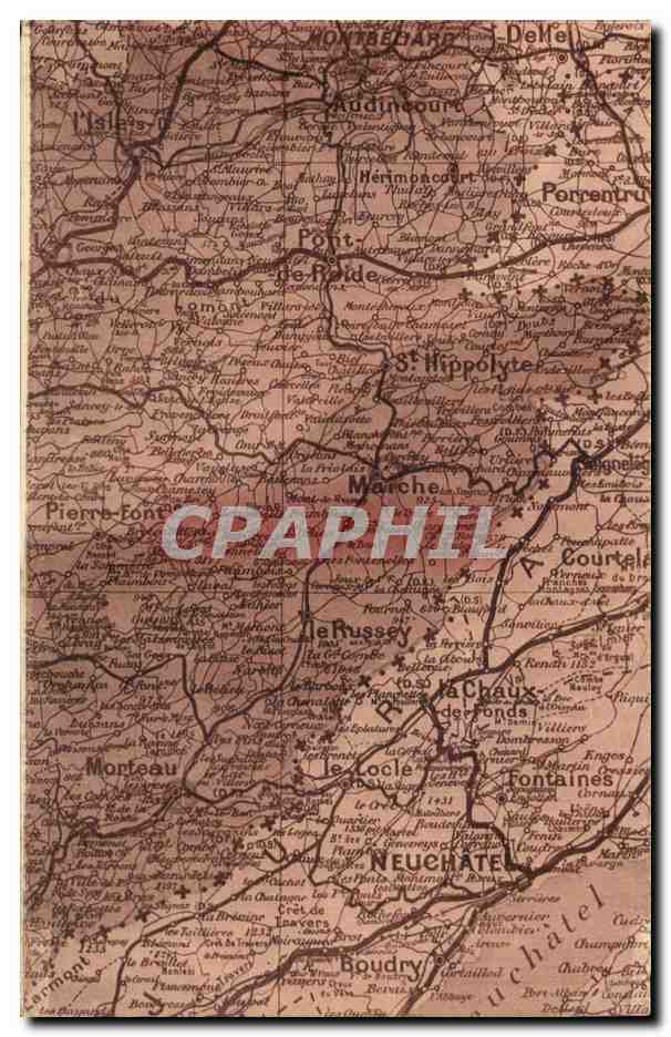 CPA Carte du Doubs Montbeliard Neuchatel