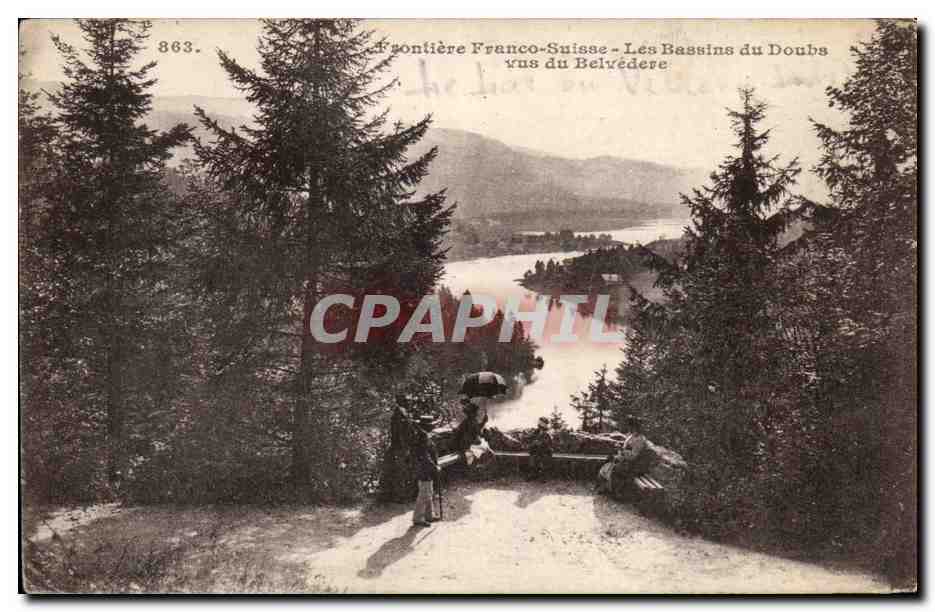 CPA Frontiere Franco Suisse Les bassins du Doubs vus du Belvedere