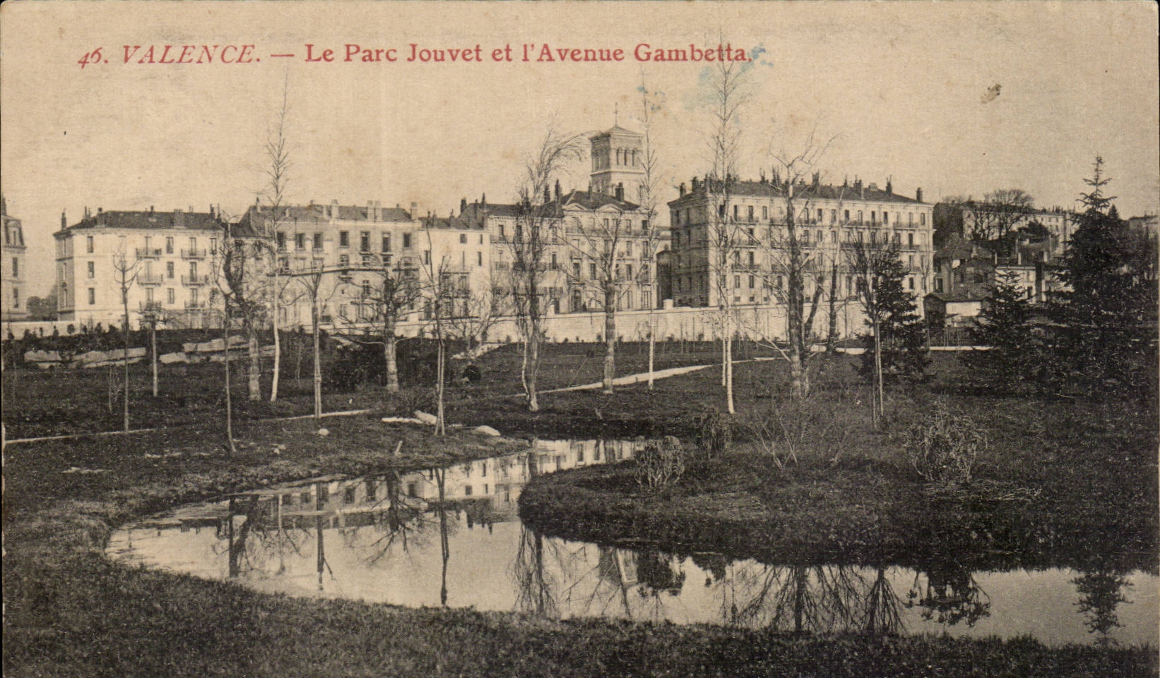 Valence — Le Parc Jouvèt et l'Avenue Gambetta — Éditeur inconnu, n° 46