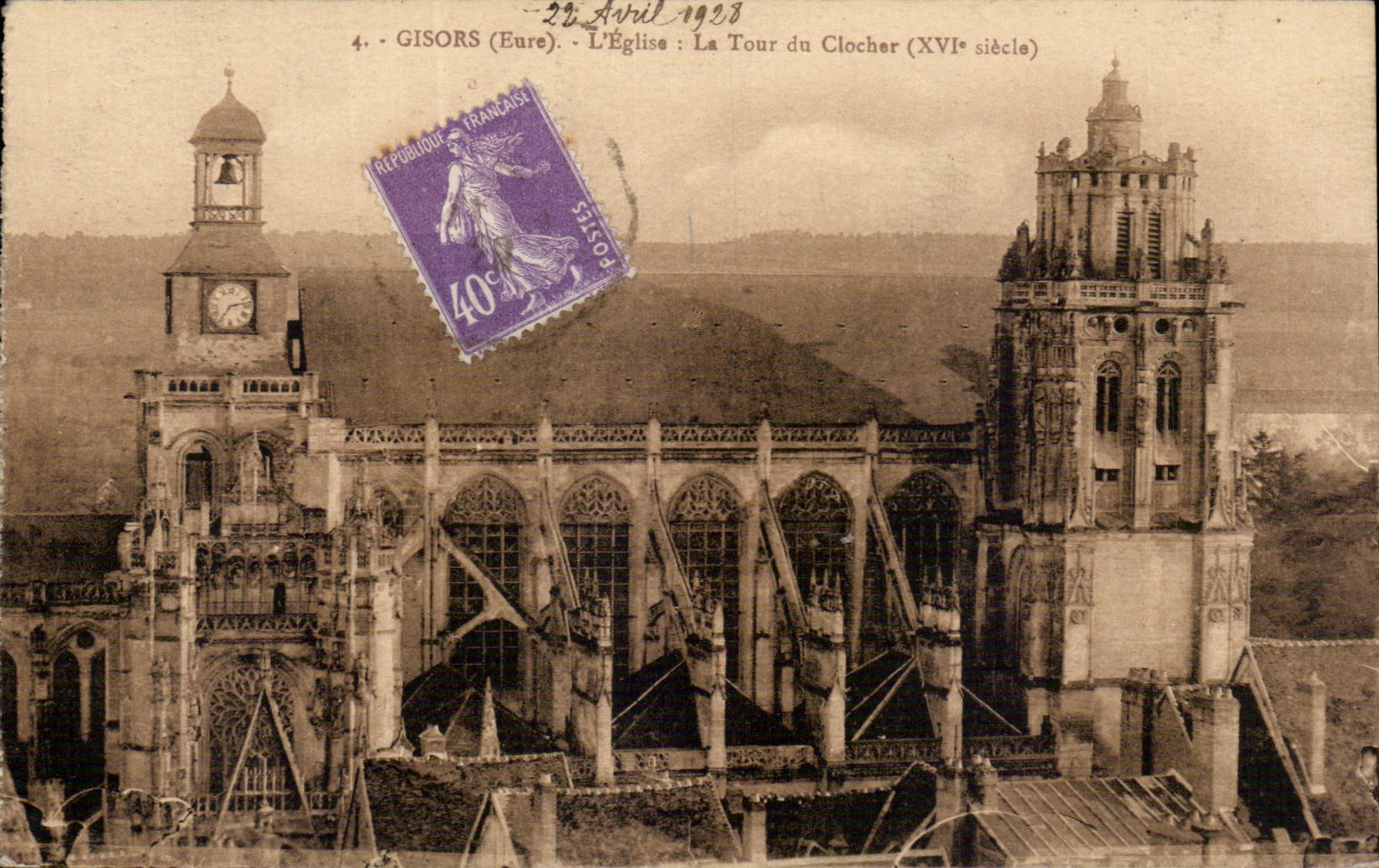 Gisors (Eure) — L'Église : La Tour du Clocher (XVIe siècle) — CPAPHIL, n° 24
