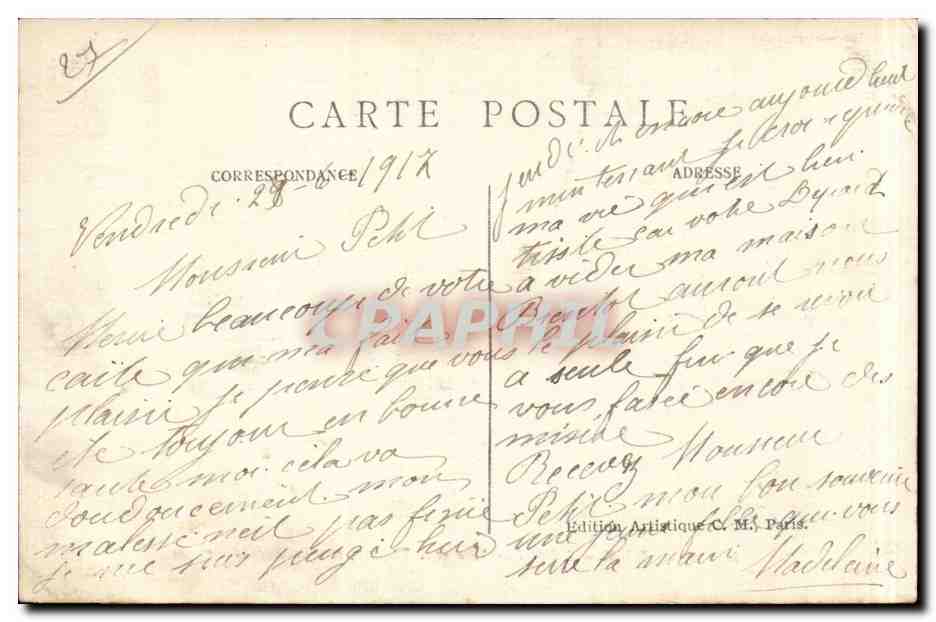 Évreux — L'Hôtel de Ville et le Théâtre, vus du Beffroi — C. M. — Rückseite