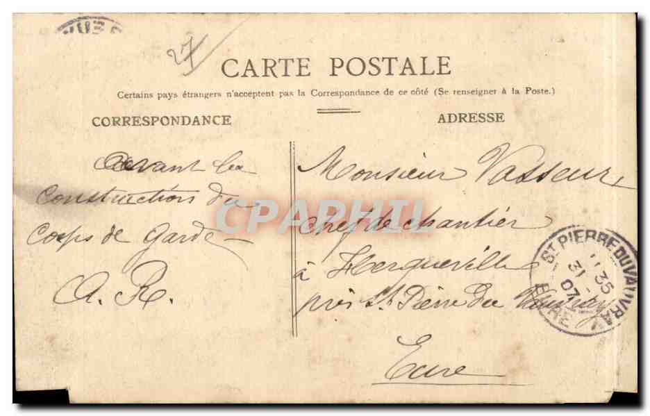 CPA Evreux Quartier de cavalerie Le bivouac Militaria  — Rückseite