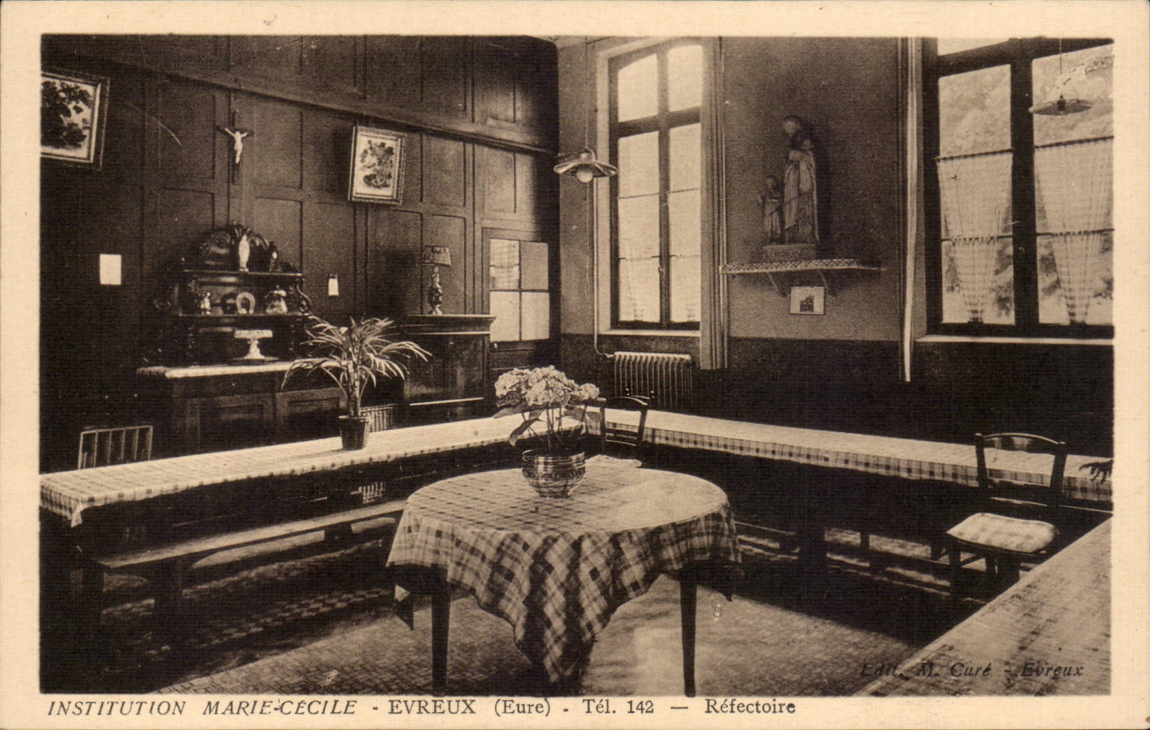 Institution Marie-Cécile - Évreux (Eure) — Réfectoire — Édit. M. Cure Évreux