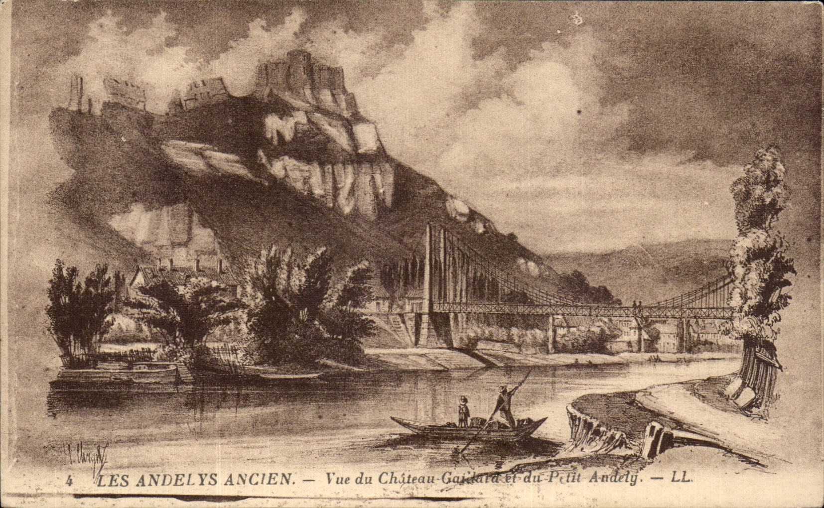 Les Andelys Ancien — Vue du Château-Gaillard et du Petit Andely — LL