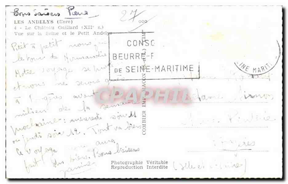 CPA Les Andelys Le chateau Gaillard  — Verso