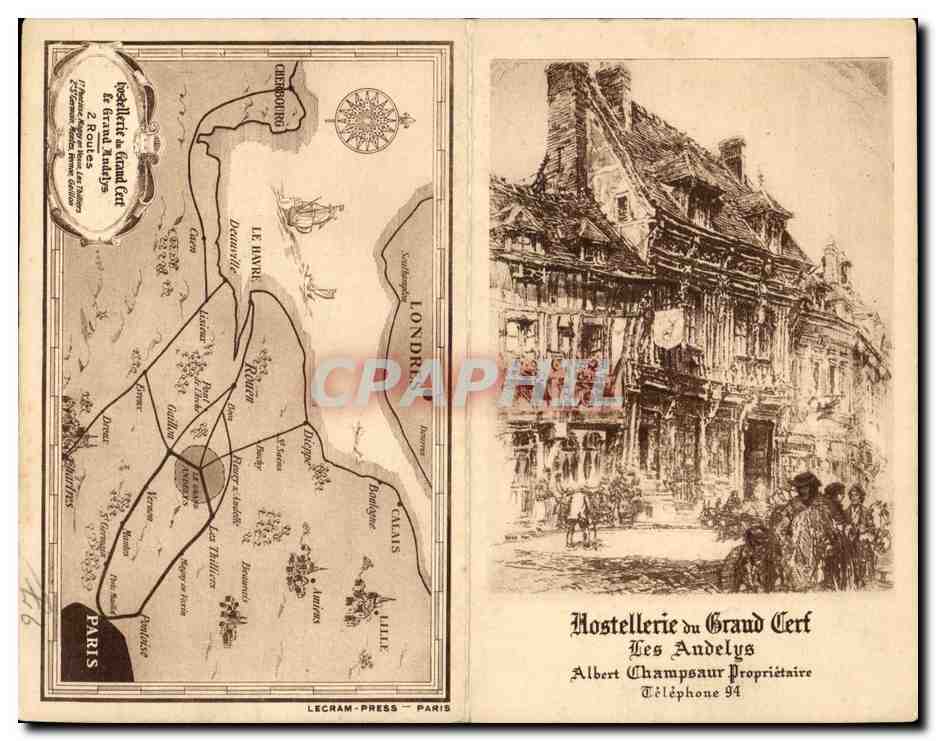 Carte de Restaurant Hostellerie du Grand Cerf Les Andelys Albert Champsaur 
