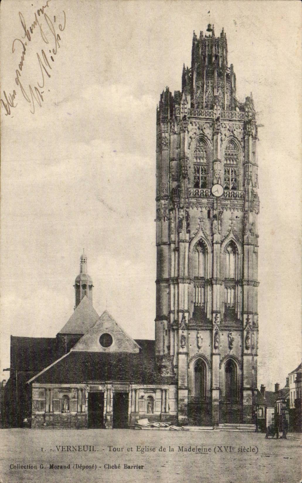 Verneuil - Tour et Église de la Madeleine (XVIe siècle) - Cliché Barrier