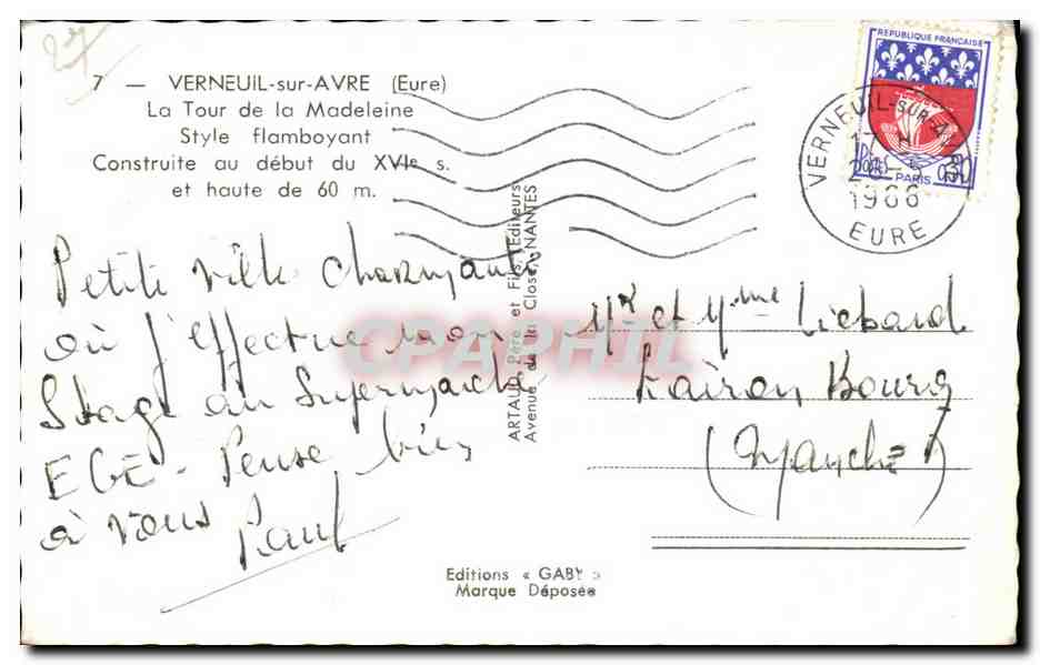 Verneuil-sur-Avre — La Tour de la Madeleine — Éditions Gaby — Verso
