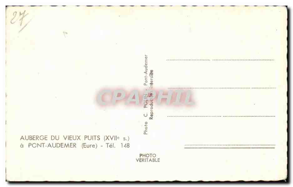 CPA Pont Audemer Auberge du vieux puits  — Rückseite