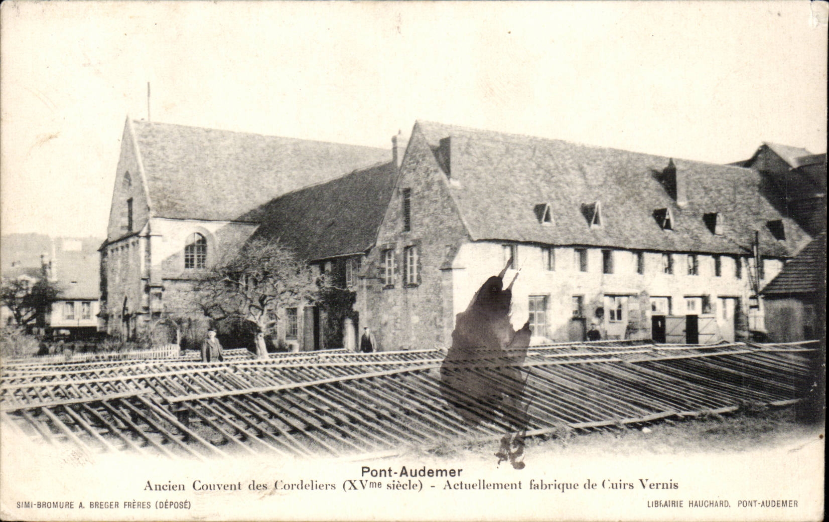 Antike Ansichtskarte Brücke von Audemer Ehemaliges Konvent der Cordeliers Fabrik von Lackleder