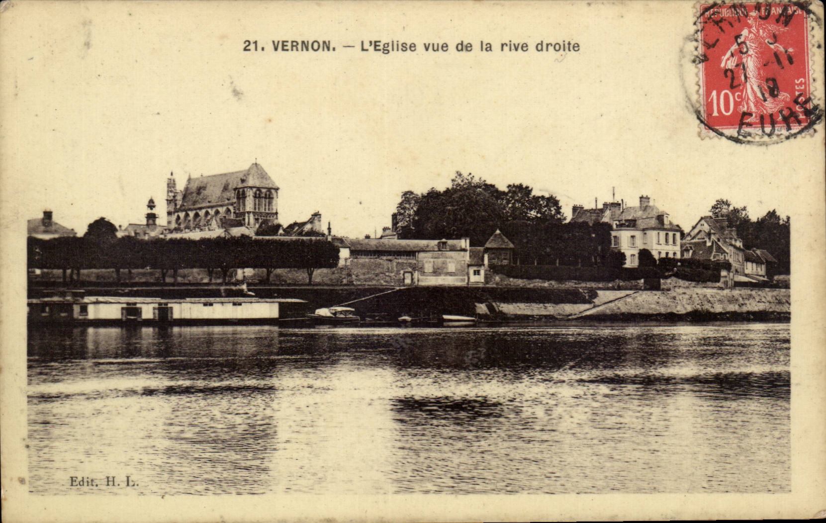 Vernon — L'Église vue de la rive droite — Edit. H. L.
