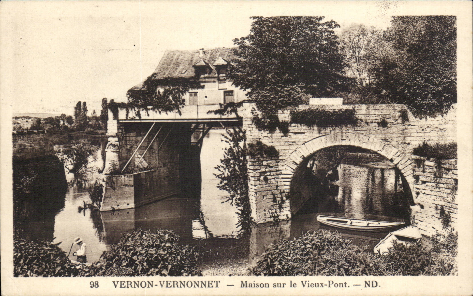 Vernon-Vernonnet — Haus auf dem Alten Brücke — ND.