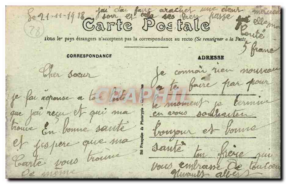Châteaudun — Le Château et rue des Fouleries, vus de la descente du Mail — éditeur non identifié, n° 16 — Verso
