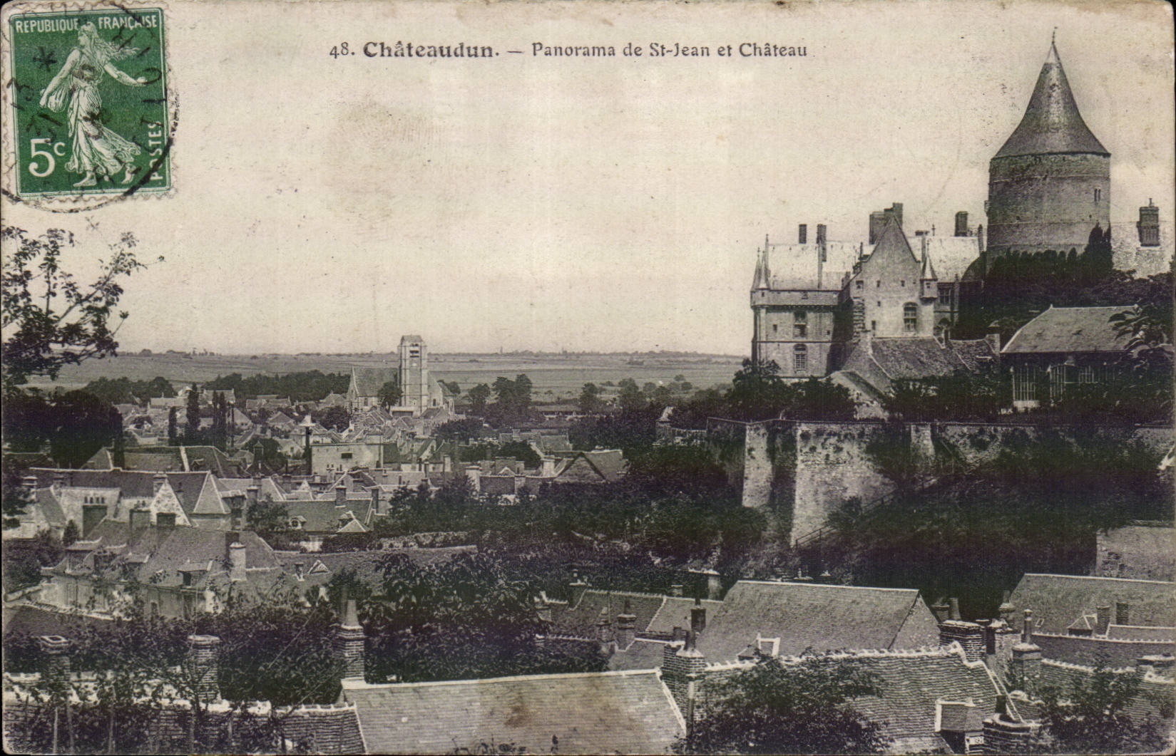 Châteaudun — Panorama de St-Jean et Château — Phototypie Mathieu et Cie