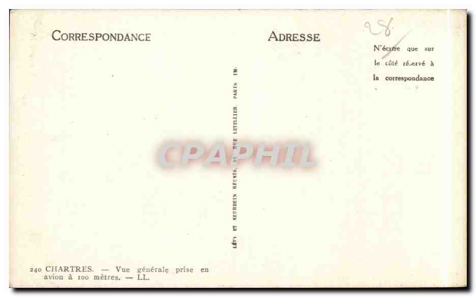 CPA Chartres Vue generale prise en avion a 100 metres — Rückseite