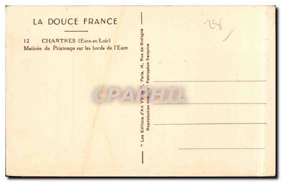Chartres (Eure-et-Loir) — Matinée de Printemps sur les bords de l'Eure — Les Editions d'Art YVON, Paris — Reverso
