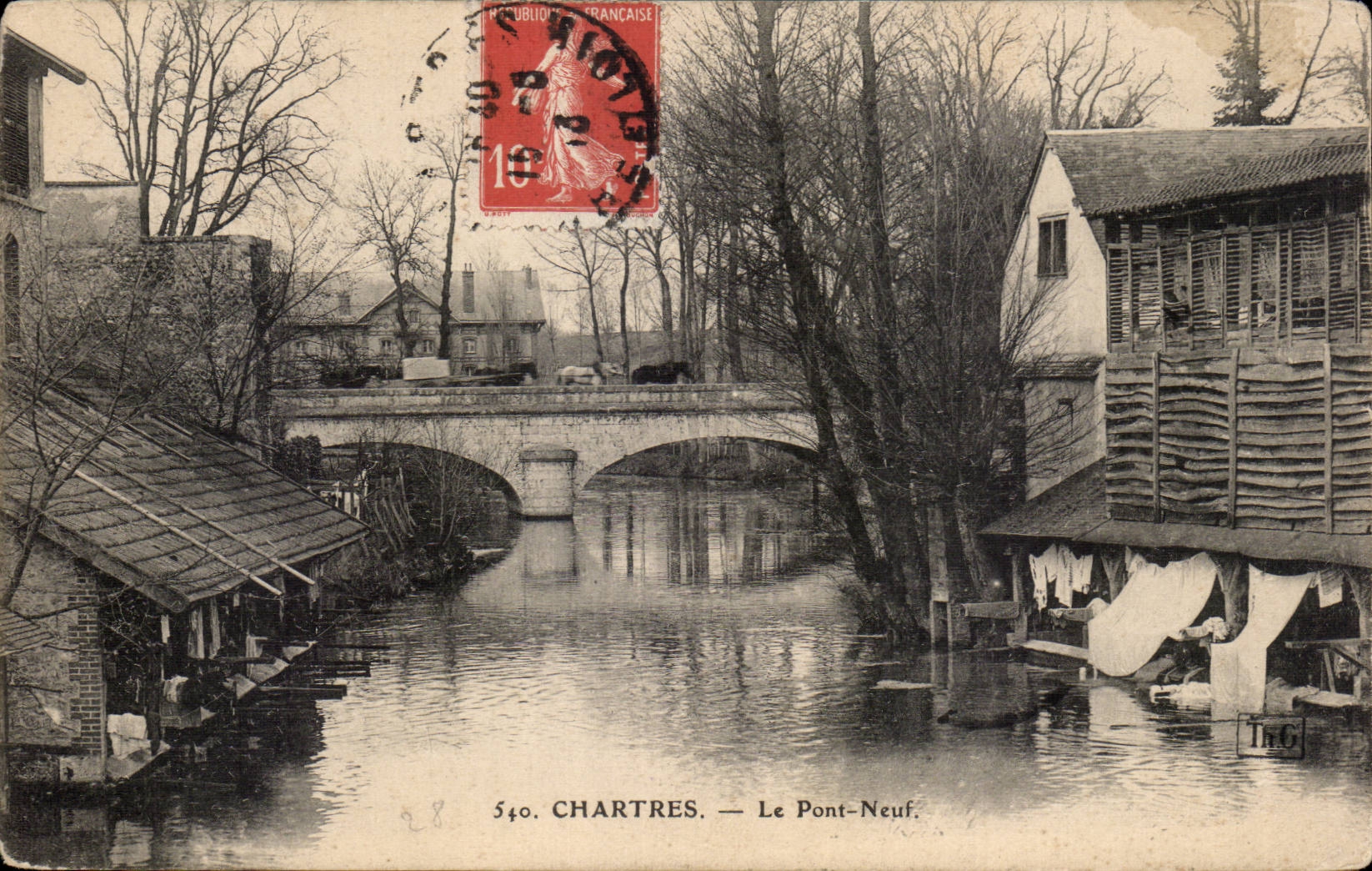 CPA Chartres Le pont neuf