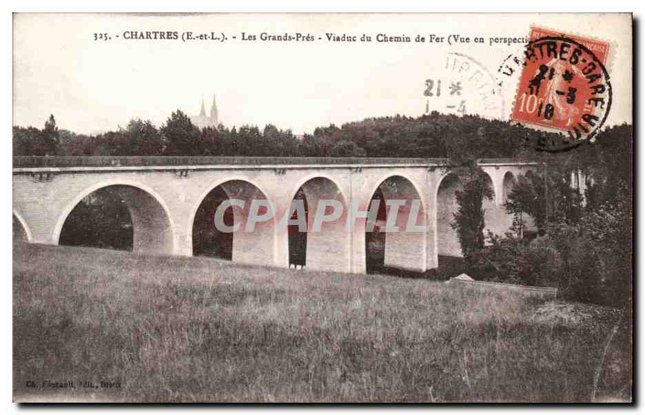 CPA Chartres Les grands pres Viadux du chemin de fer 