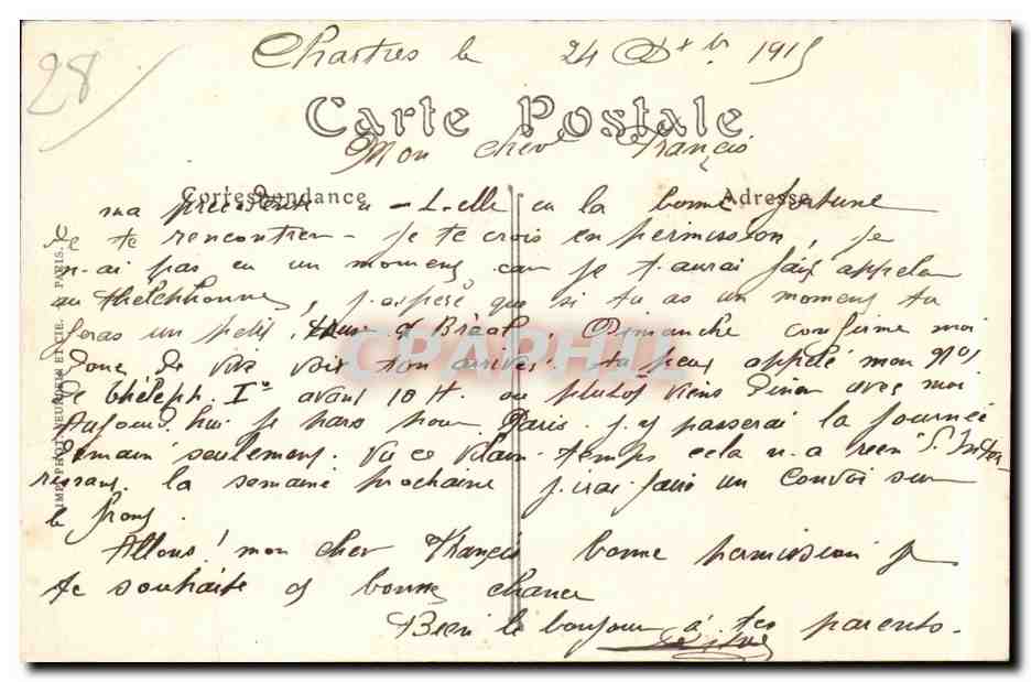 CPA Chartres Vue prise sur l'Eure la Courtille — Rückseite