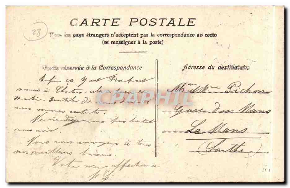 CPA Chartres Le moulin des Graviers — Rückseite