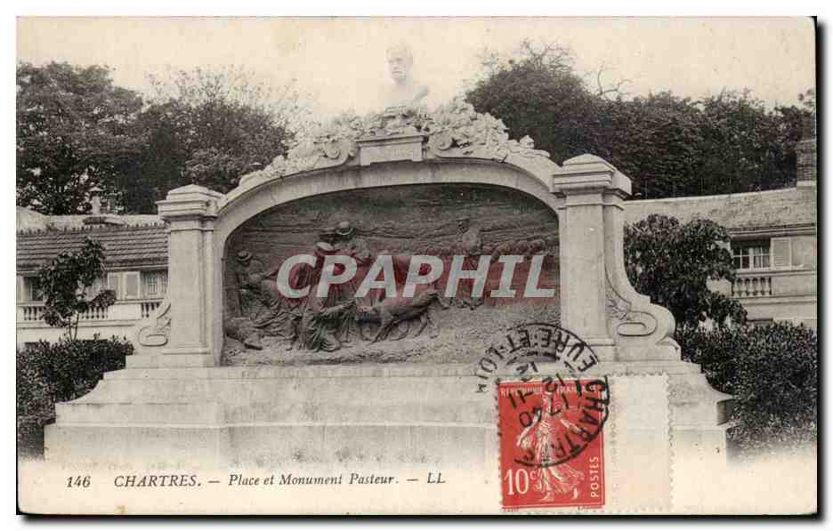 Chartres — Platz und Pasteur-Monument — LL