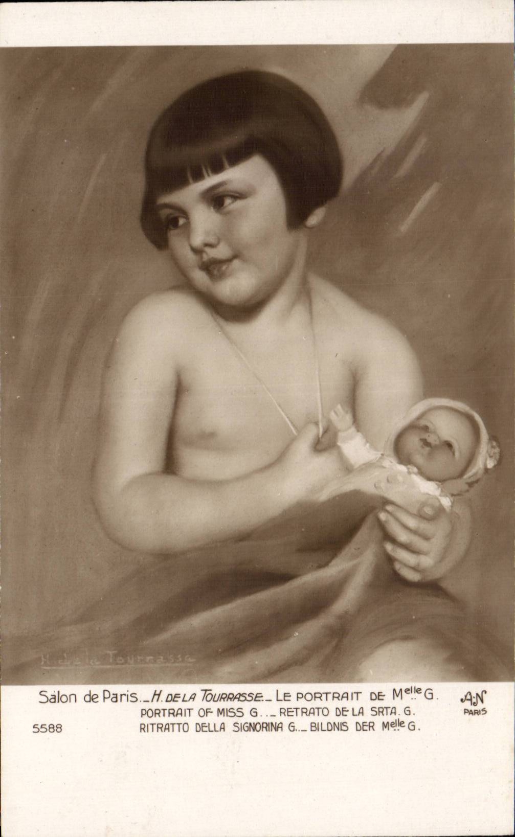 CPA Salon de Paris H de la Tourrasse Le portrait de Mlle G Enfant Poupee