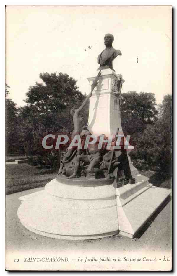 CPA Saint Chamond Le jardin public et la statue de Carnot