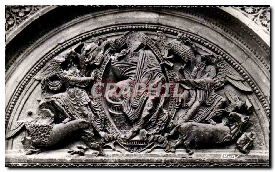 CPSM Charlieu Abbaye des Benedictins le tympan Christ glorieux
