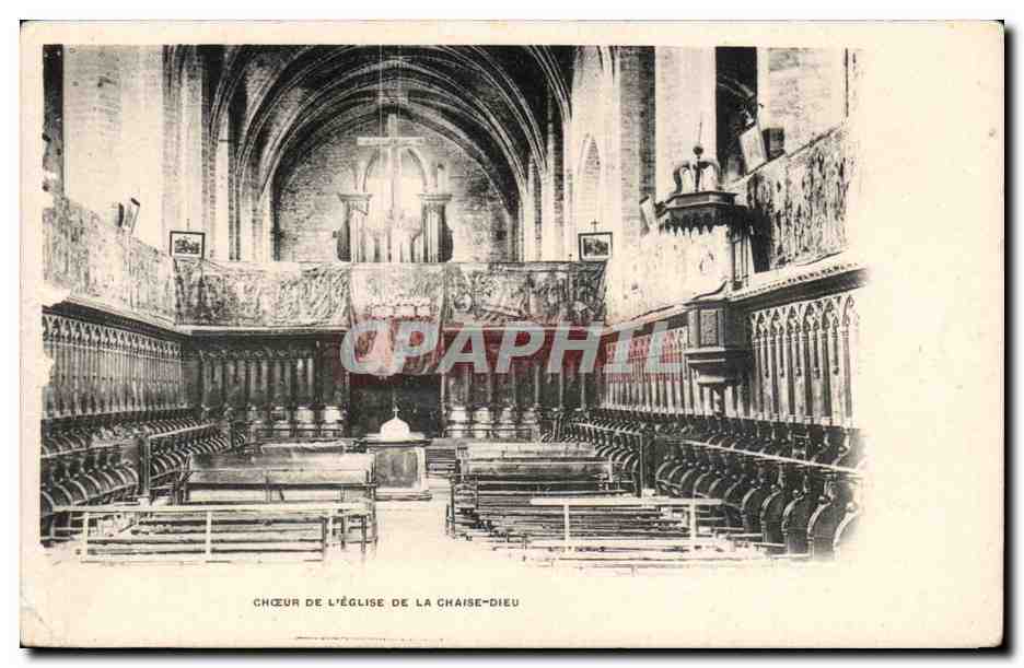 Chœur de l'église de La Chaise-Dieu — vue intérieure — Phototype A. Bongo, Paris