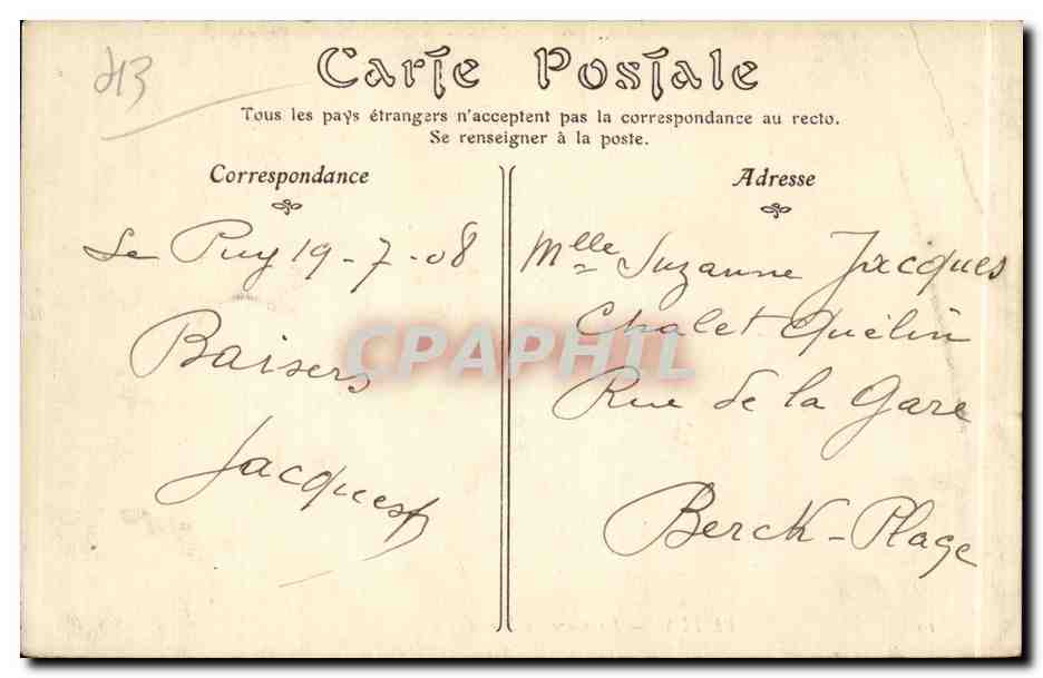 CPA Le Puy La Place du Breuil — Verso
