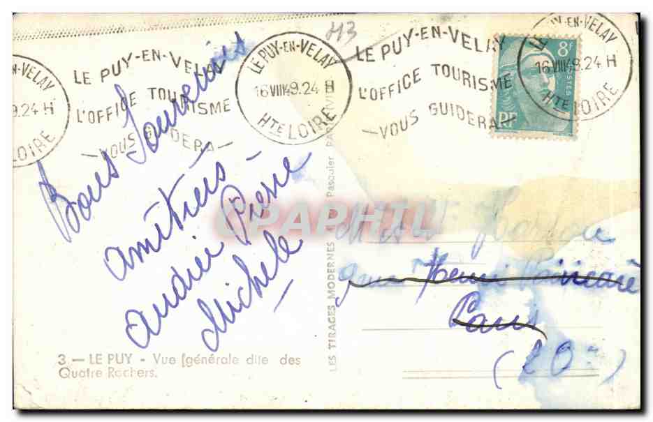 Le Puy-en-Velay — Vue générale des Quatre Rochers — Torno — Verso