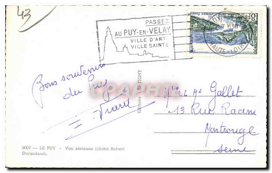 Le Puy-en-Velay — Vue aérienne — Éditions G. D. Tigny n°9007 — Rückseite