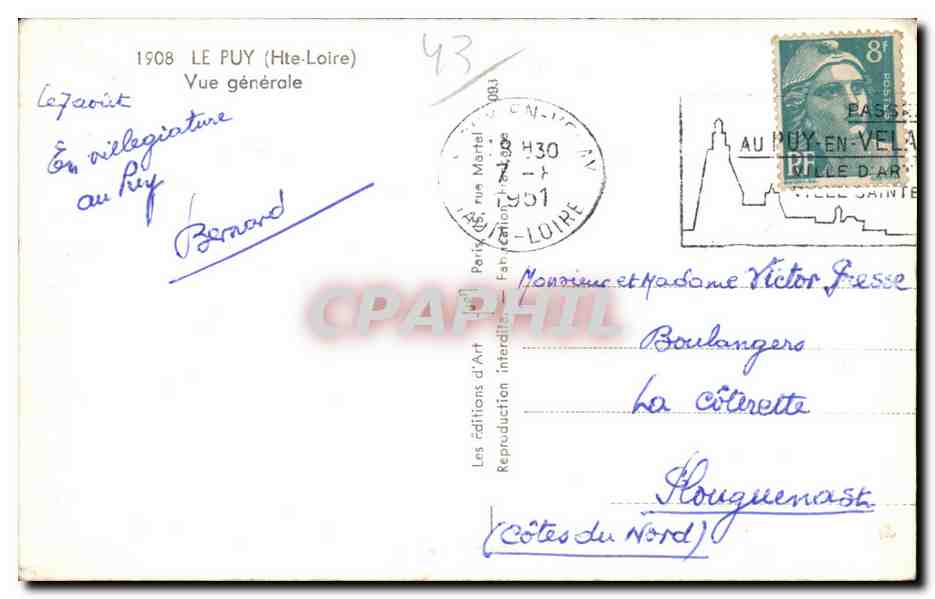 CPA Le Puy Vue generale — Verso