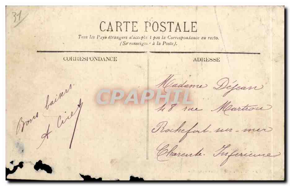 Ondes — rue principale avec commerces — Edit. Mlle Picard, Epicerie, Ondes — Verso