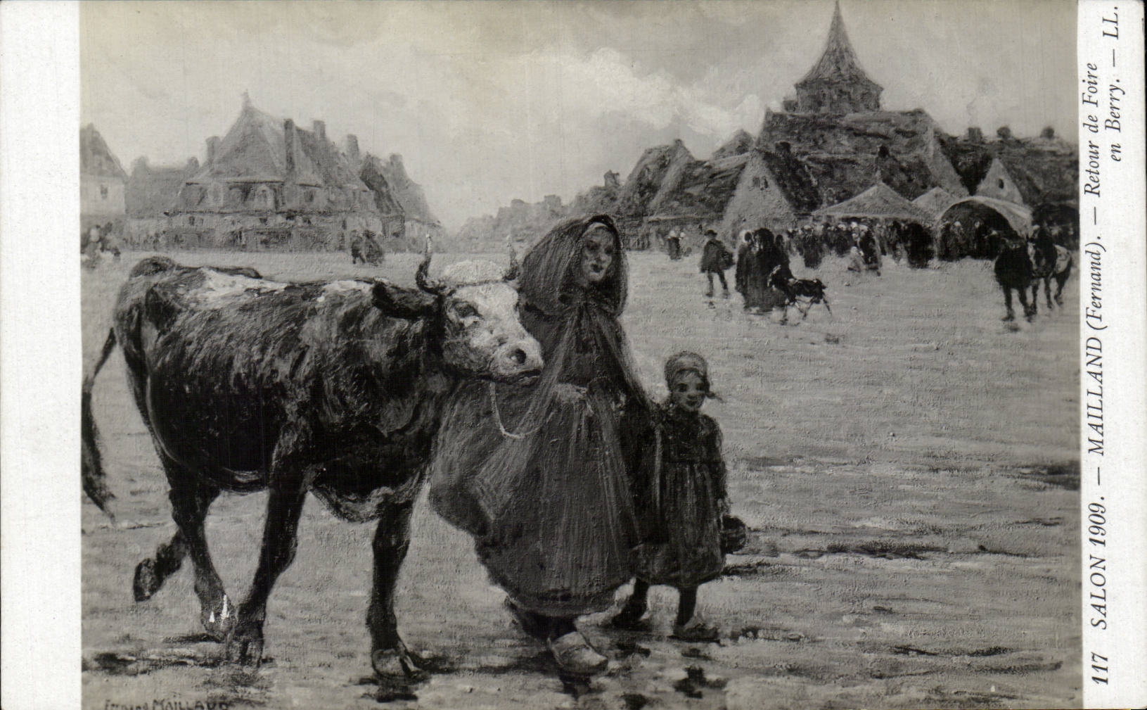 CPA Salon 1909 Mailland Retour de foire en Berry Vache
