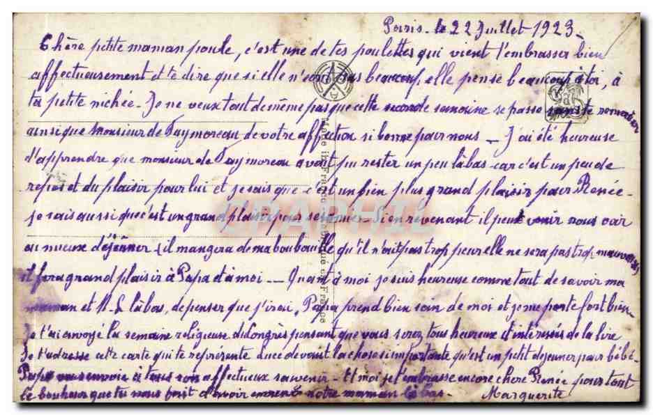 CPA Paris Salon Mlle Minier Le petit dejeuner de Josette Enfant — Verso