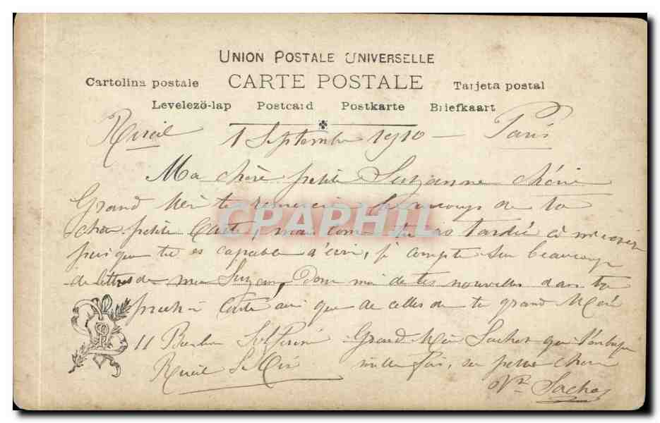 CPA Salon 1904 Richter Femme Perroquet — Verso