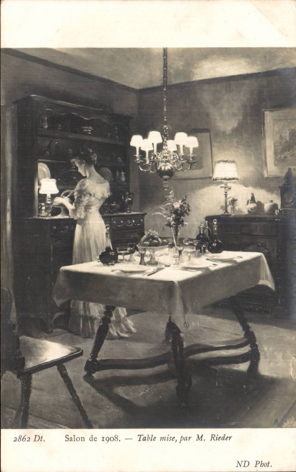 CPA Salon 1908 Table mise par Rieder