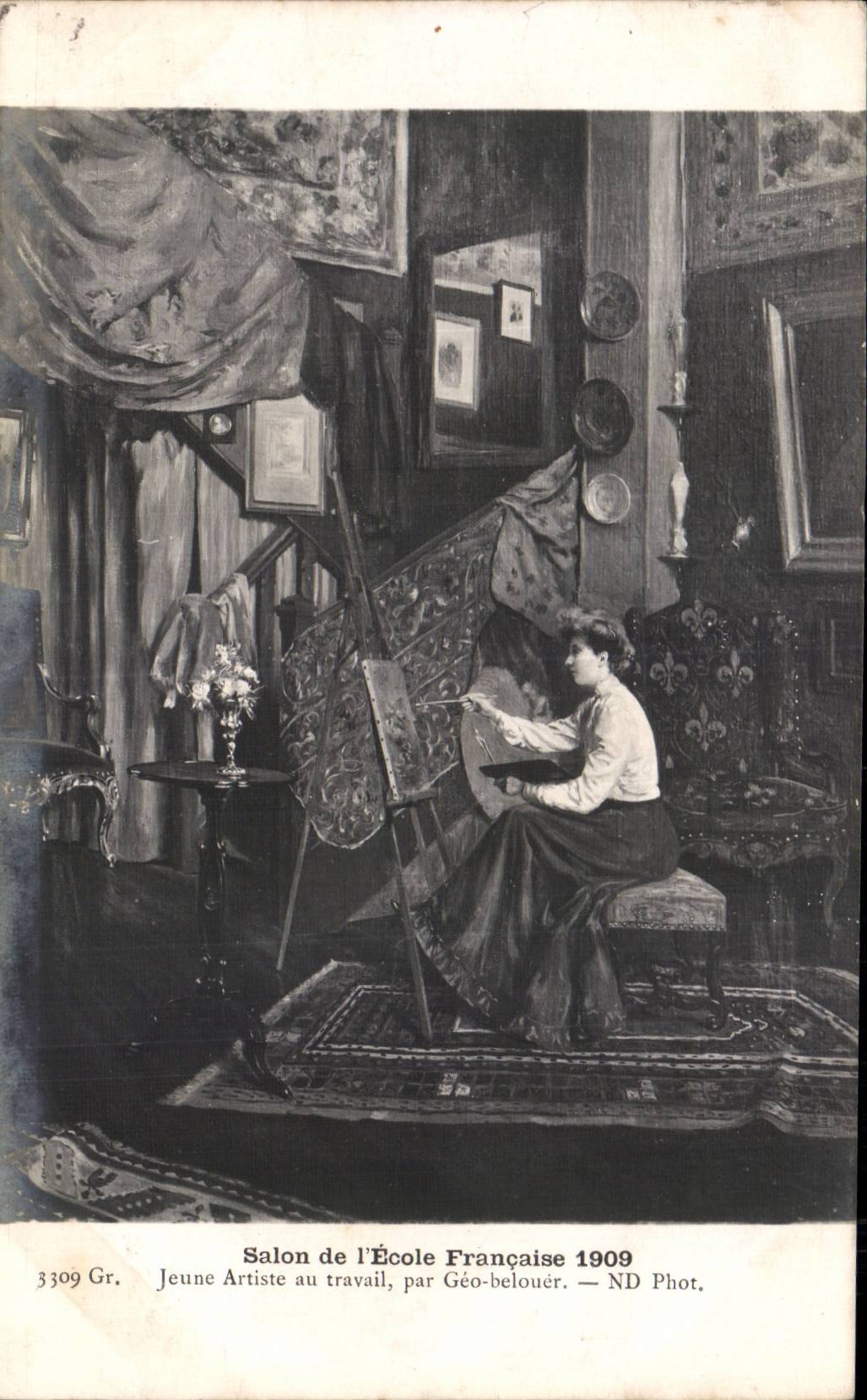 Young Artist at Work — Salon de l'École Française 1909 — by Géo-belouër, ND Phot.