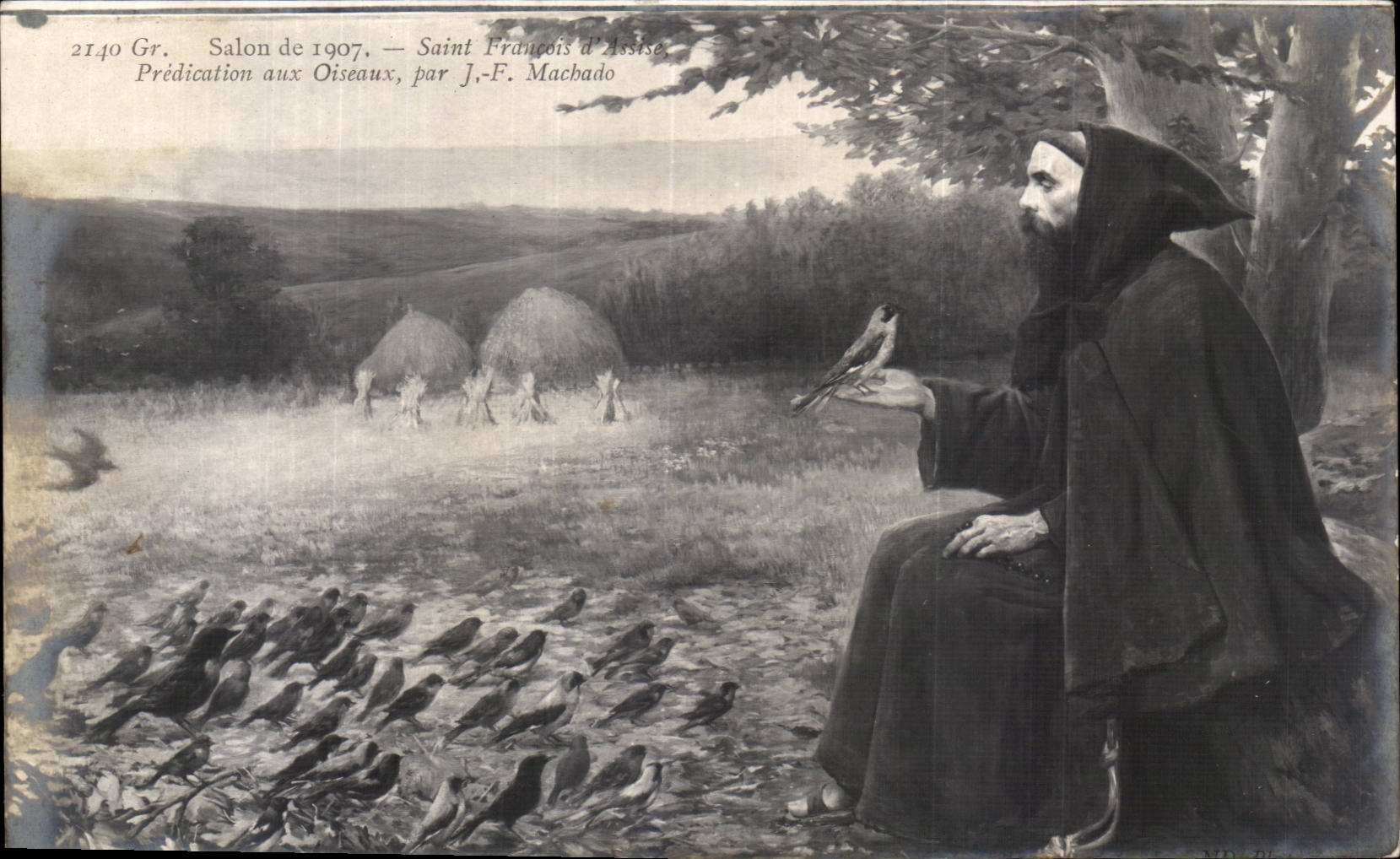 CPA Salon de 1907 Saint Francois d'Assise Predication aux oiseaux par Machado