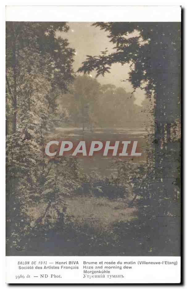CPA Fantaisie Salon de 1912 Henri Biva Brume et rosee du matin Villeneuve l'etang