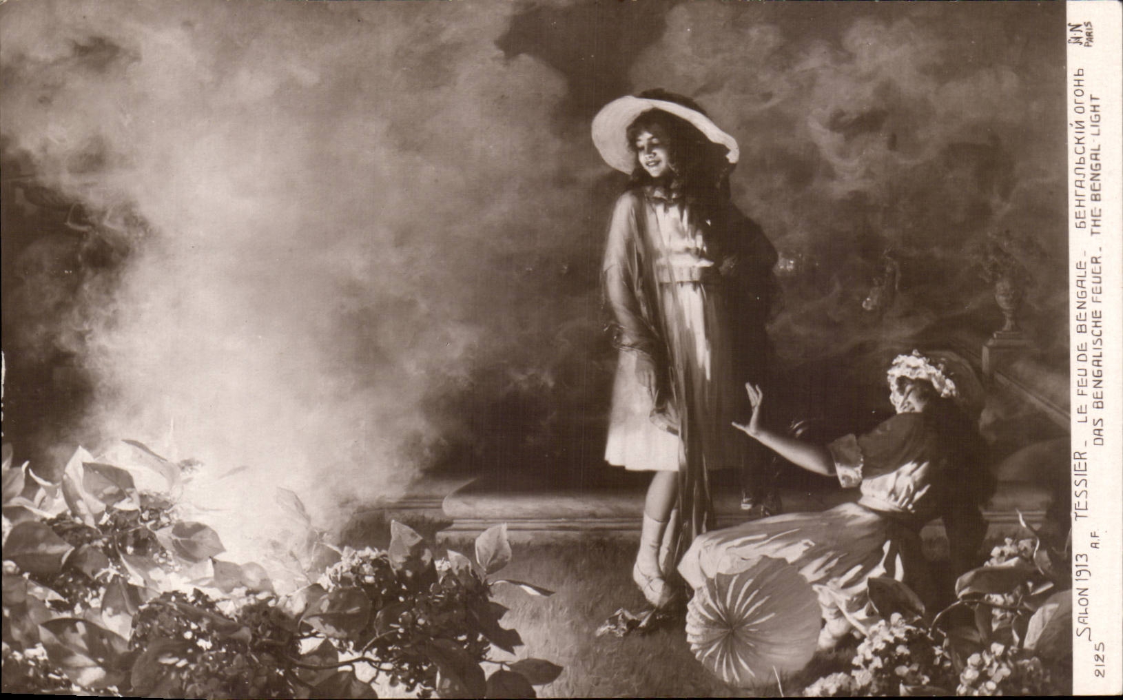 CPA Fantaisie Salon de 1913 Tessier Le feu de Bangale 