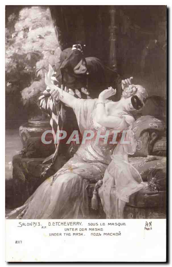 CPA Fantaisie Salon de 1913 Etchverry Sous le masque 