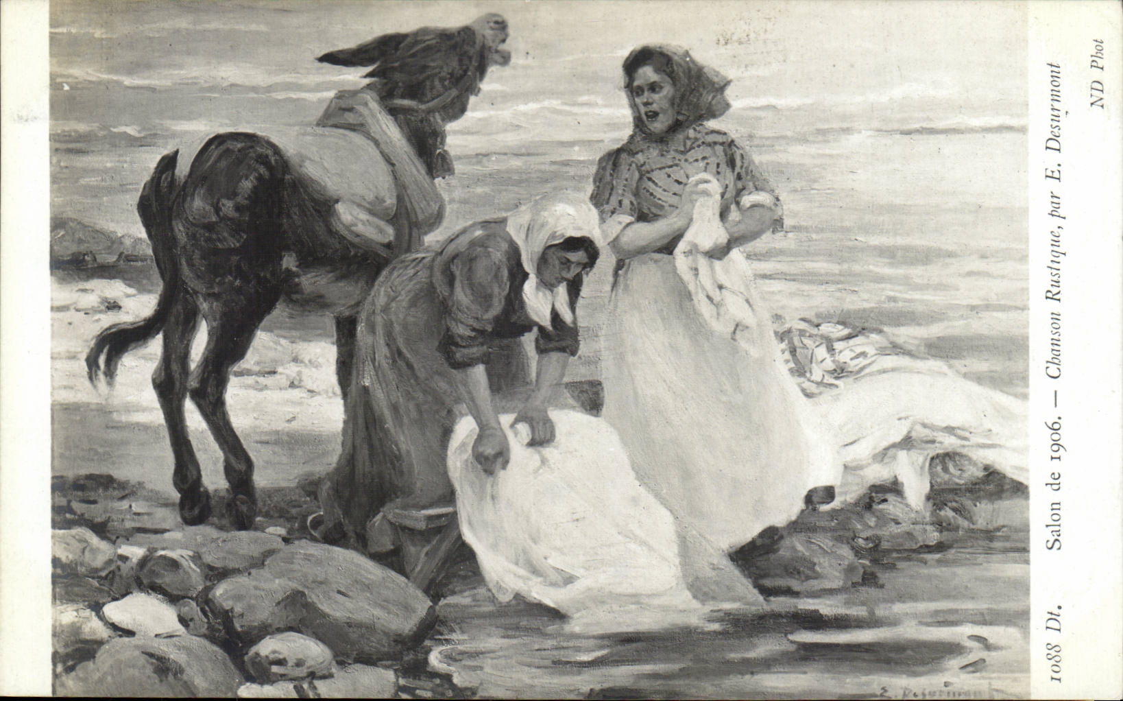 CPA Fantaisie Salon de 1906 Chanson rustique par Desurmont Ane Donkey Mule