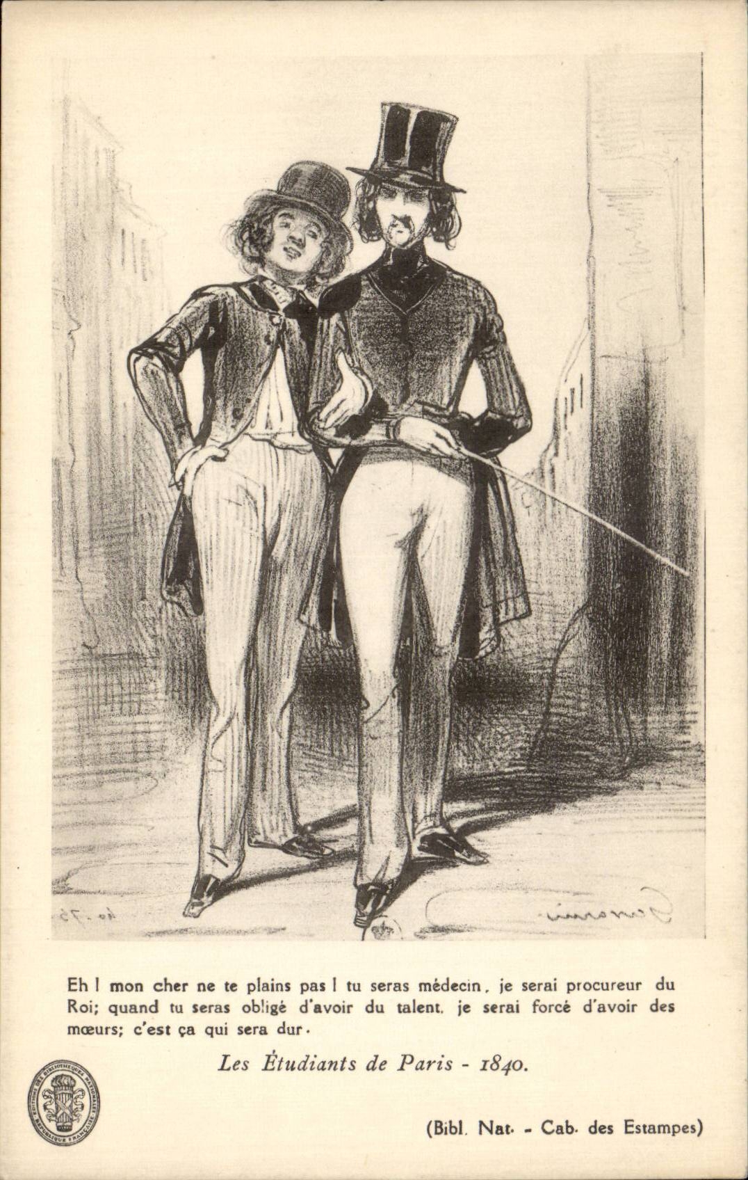 CPA Fantaisie Les etudiants de Paris 1840 Folklore Costume