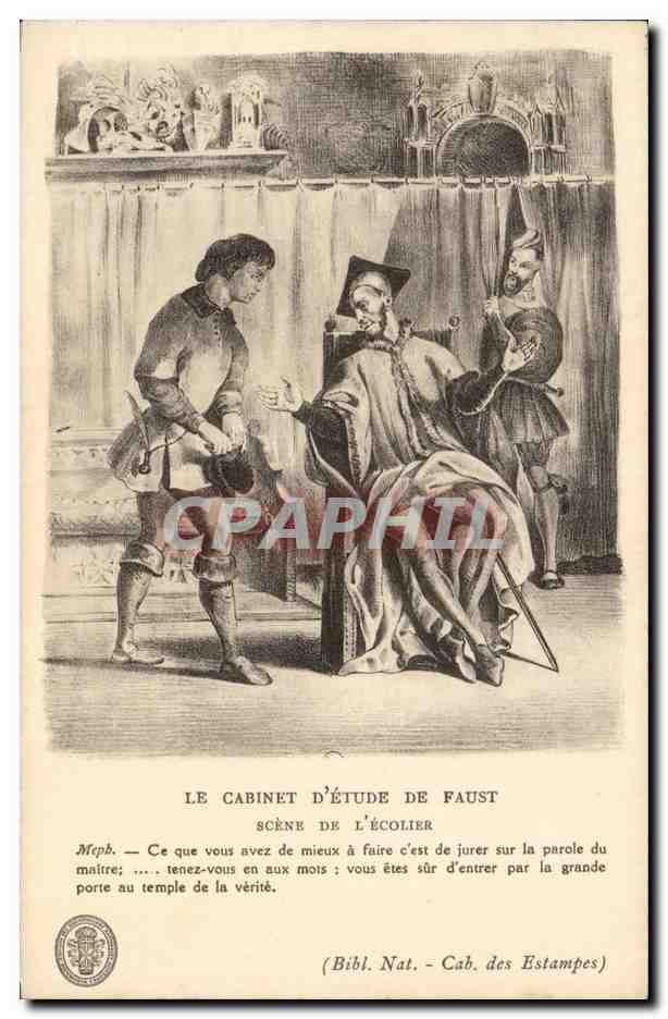 CPA Fantaisie Le cabinet d'etude de Faust Scene de l'ecolier