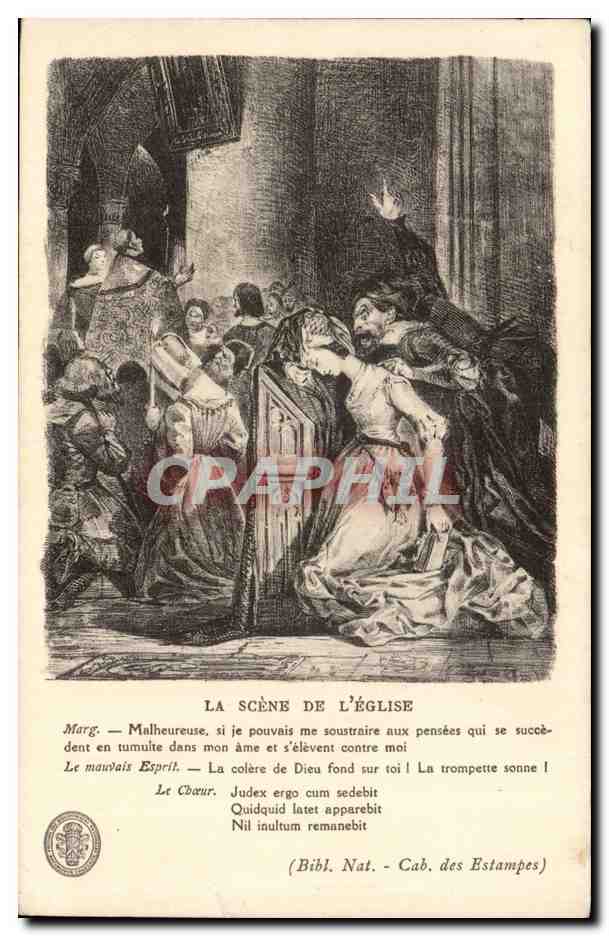 CPA Fantaisie La scene de l'eglise Faust