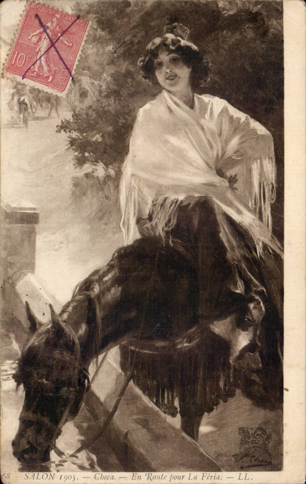 CPA Fantaisie Salon 1905 Checa En route pour la Feria