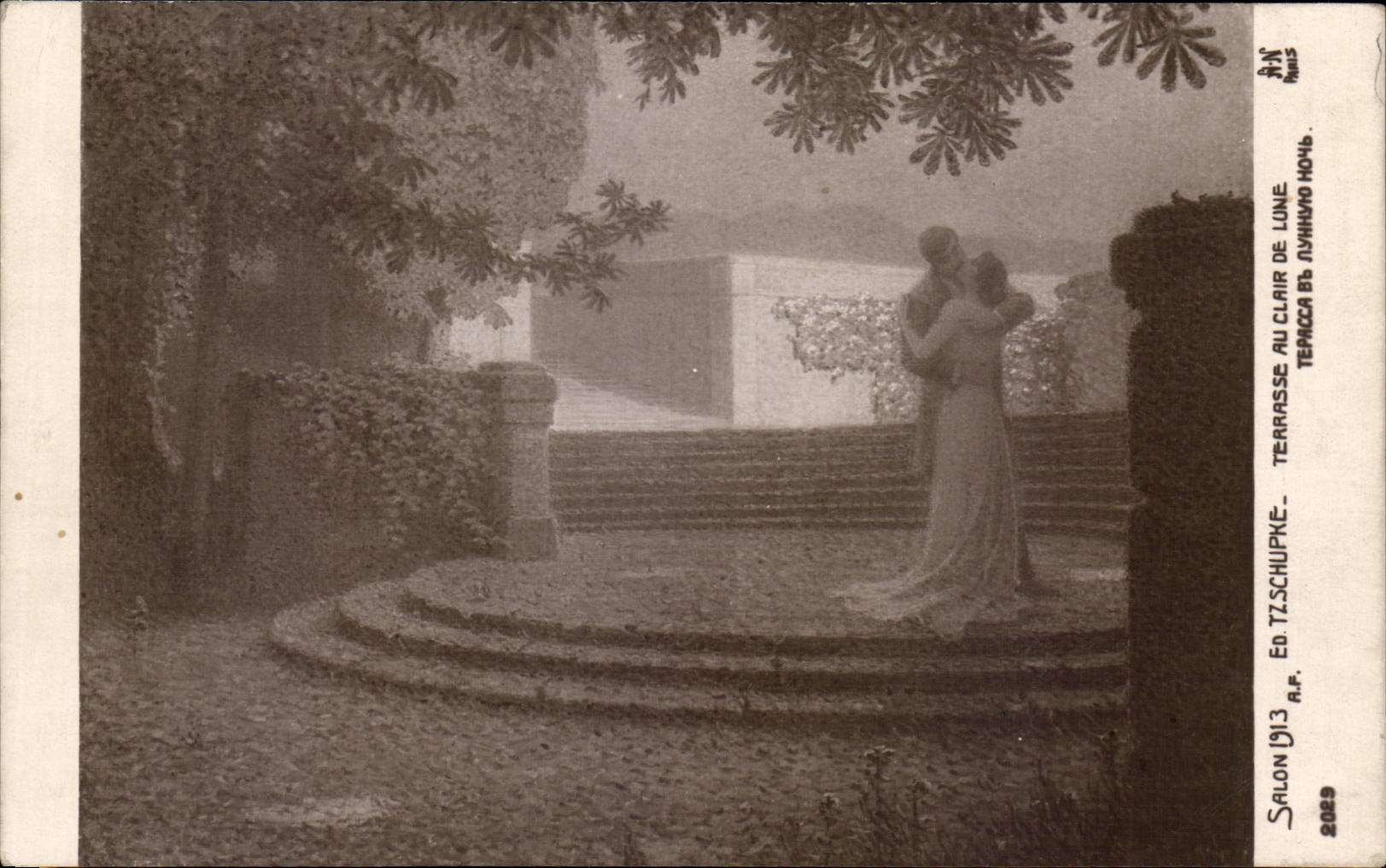 CPA Fantaisie Salon 1913 Terrasse au clair de lune