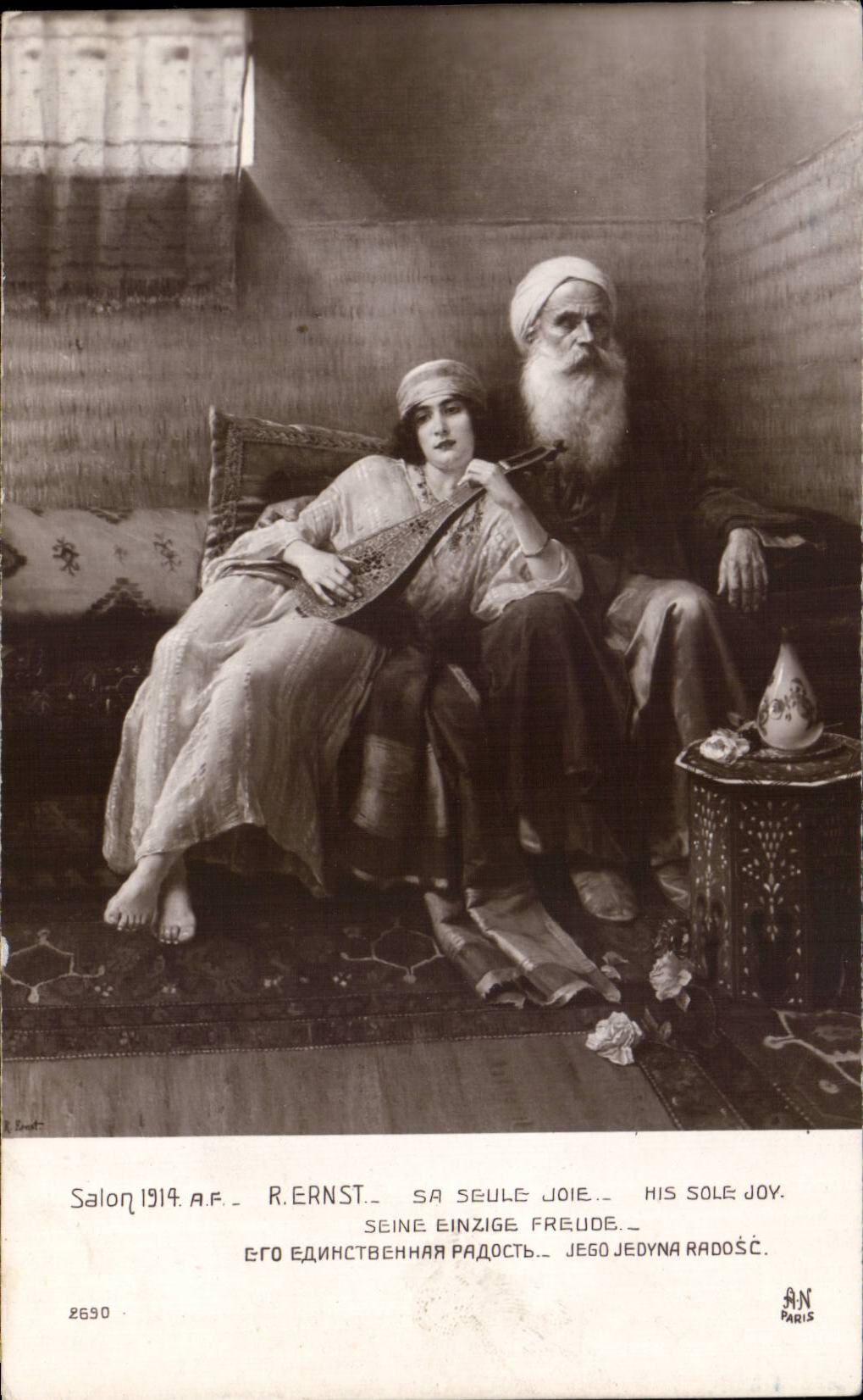 CPA Fantaisie Salon 1914 Ernst Sa seule joie orient